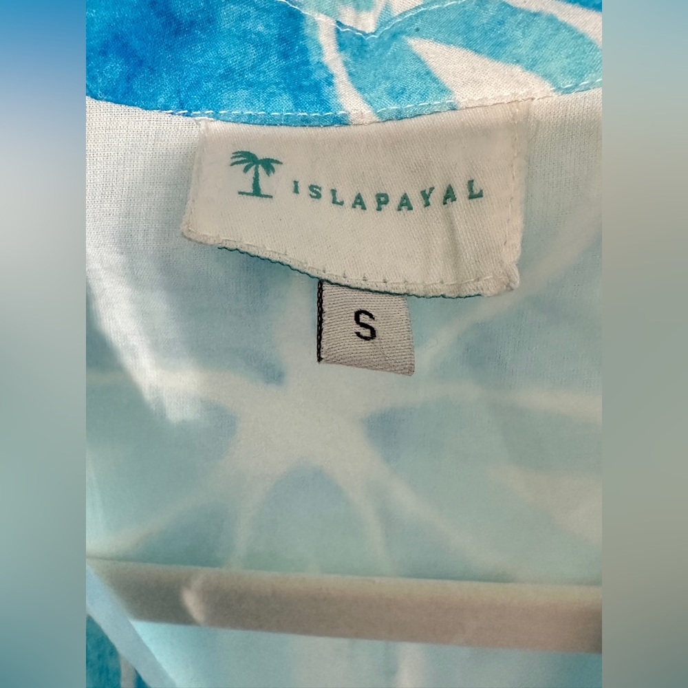 New Never Worn SZ S Islapayal Vibrant Blue Midi Shirt Dress tie waist - Picture 3 of 11